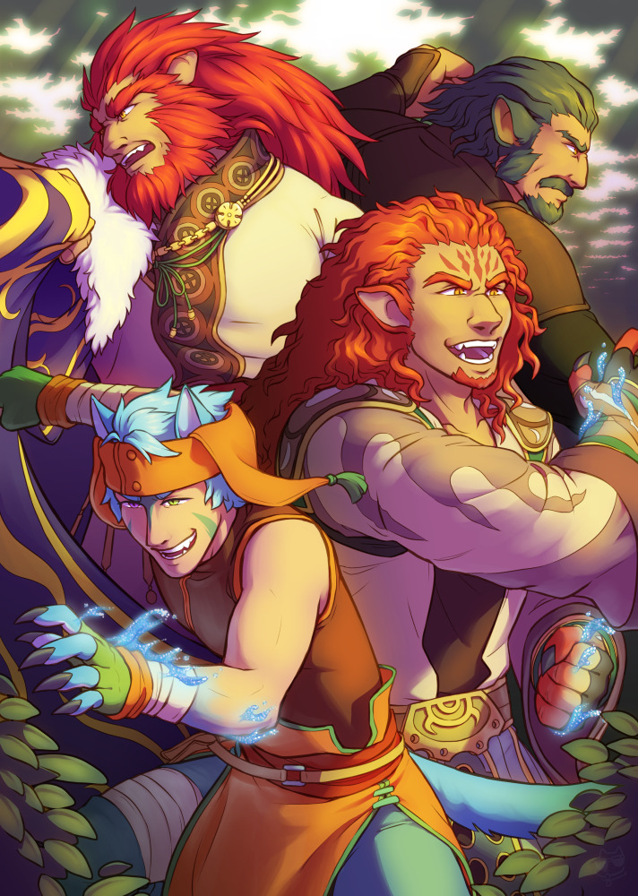 ranulf, caineghis, skrimir, and giffca (fire emblem and 1 more) drawn by twilittrikey