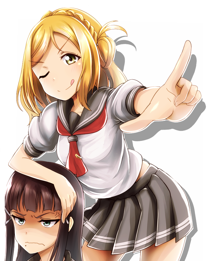 kurosawa dia and ohara mari (love live! and 1 more) drawn by tanashi_(mk2)