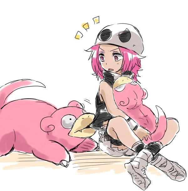 slowpoke and team skull grunt (pokemon and 1 more) drawn by unya