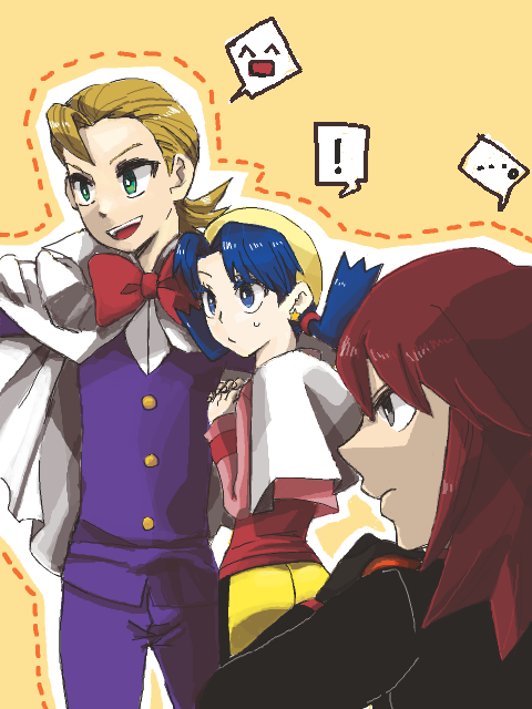 silver, kris, and eusine (pokemon and 1 more) drawn by arrow_(aro)