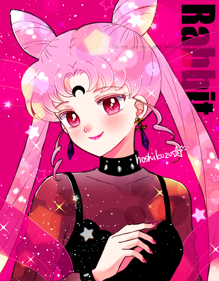 chibi usa and black lady (bishoujo senshi sailor moon and 1 more) drawn by hoshikuzu_(milkyway792)