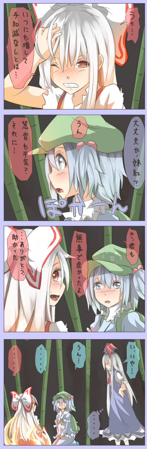 fujiwara no mokou, kawashiro nitori, and kamishirasawa keine (touhou) drawn by shuga_(soranote)
