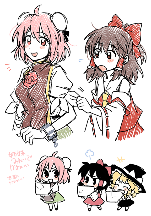 hakurei reimu, kirisame marisa, and ibaraki kasen (touhou) drawn by re_ghotion