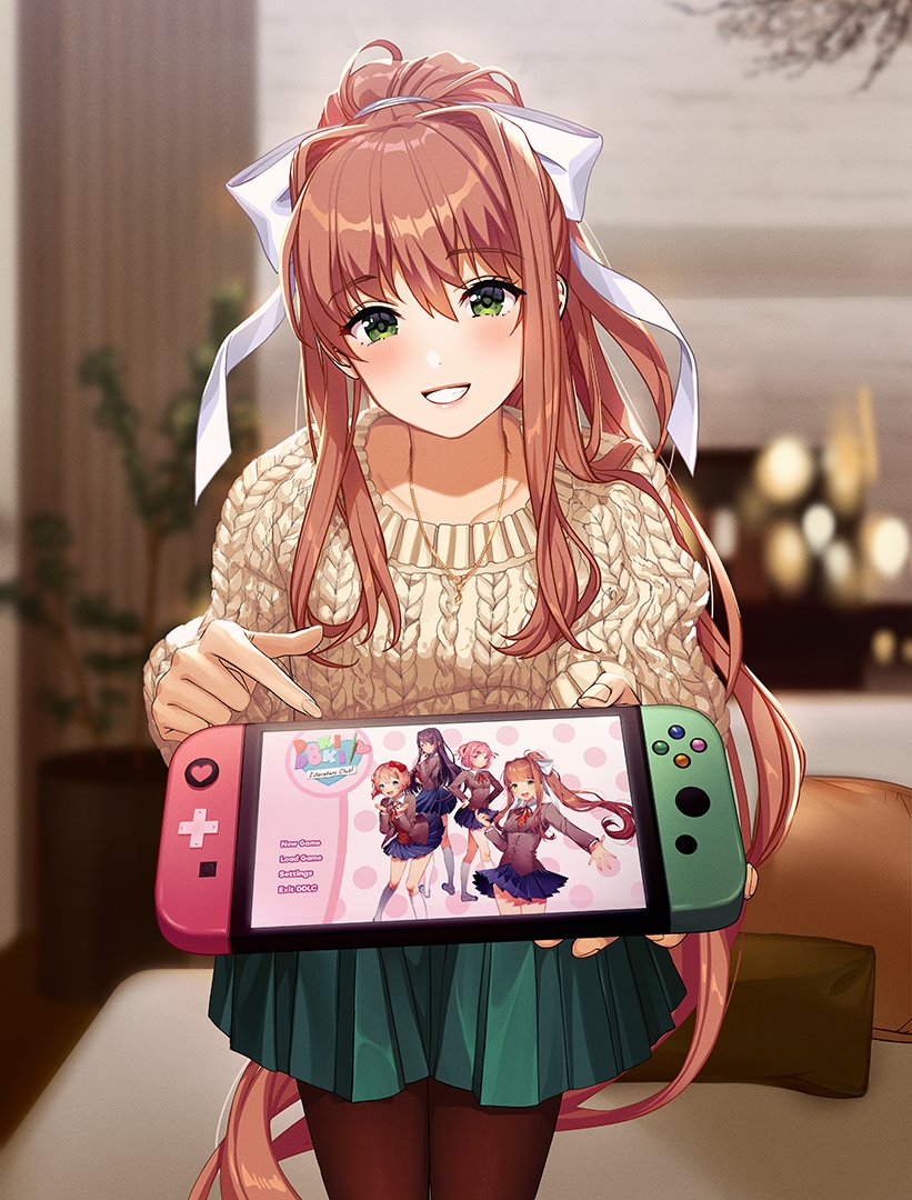 monika (doki doki literature club) drawn by lucidsky