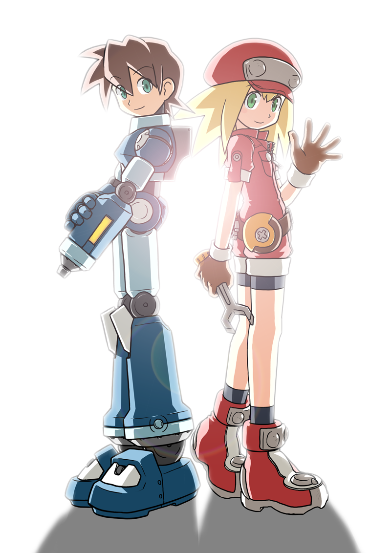 roll caskett and mega man volnutt (mega man and 1 more) drawn by muu_(mumumer)