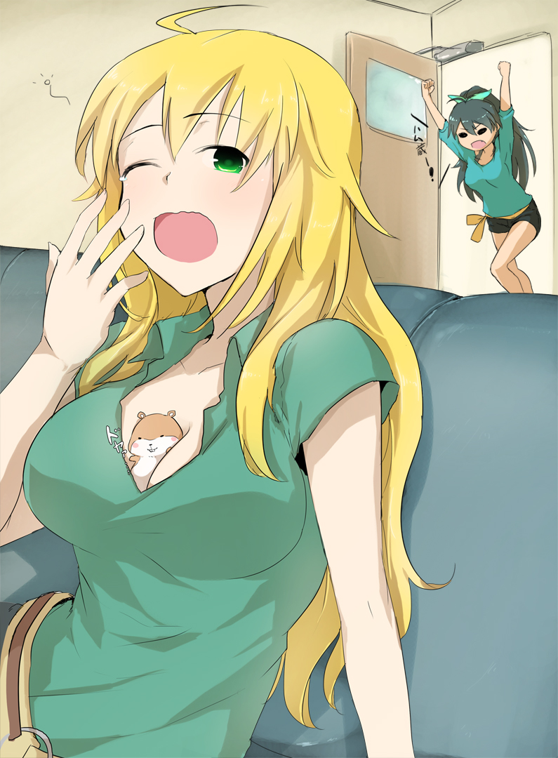 hoshii miki, ganaha hibiki, and hamuzou (idolmaster and 1 more) drawn by minatsuki_randoseru