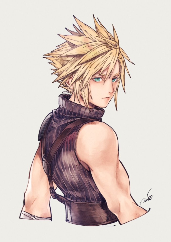 cloud strife (final fantasy and 2 more) drawn by mim_(mimya0600)