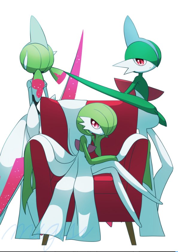gardevoir, gallade, and iron valiant (pokemon) drawn by higunjun