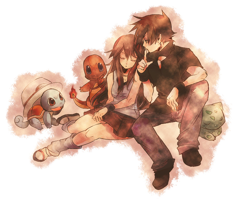 blue oak, leaf, bulbasaur, squirtle, and charmander (pokemon and 1 more) drawn by hizuki_(hidu_aki)
