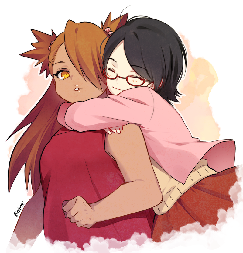 uchiha sarada and akimichi chouchou (naruto and 1 more) drawn by nipye