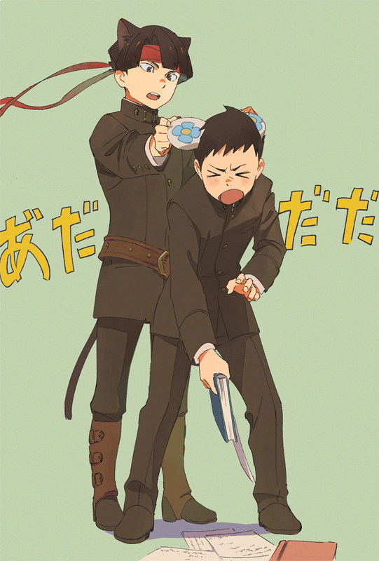 ryunosuke naruhodo and kazuma asogi (ace attorney and 1 more) drawn by officinale_t