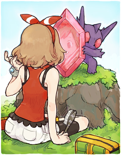 may, sableye, and mega sableye (pokemon and 1 more) drawn by ikra_(katacoly)