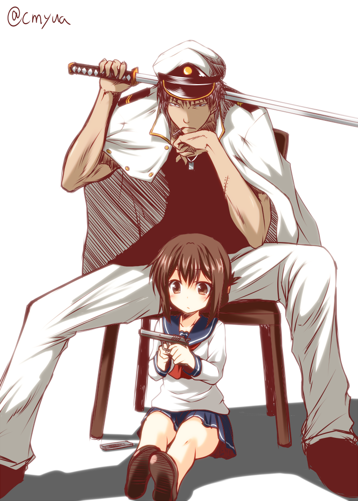 admiral, inazuma, and kamio reiji (kantai collection) drawn by yua_(checkmate)
