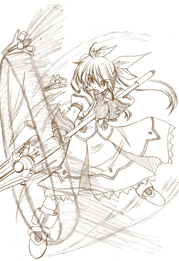 takamachi nanoha and raising heart (lyrical nanoha and 1 more) drawn by zero_point
