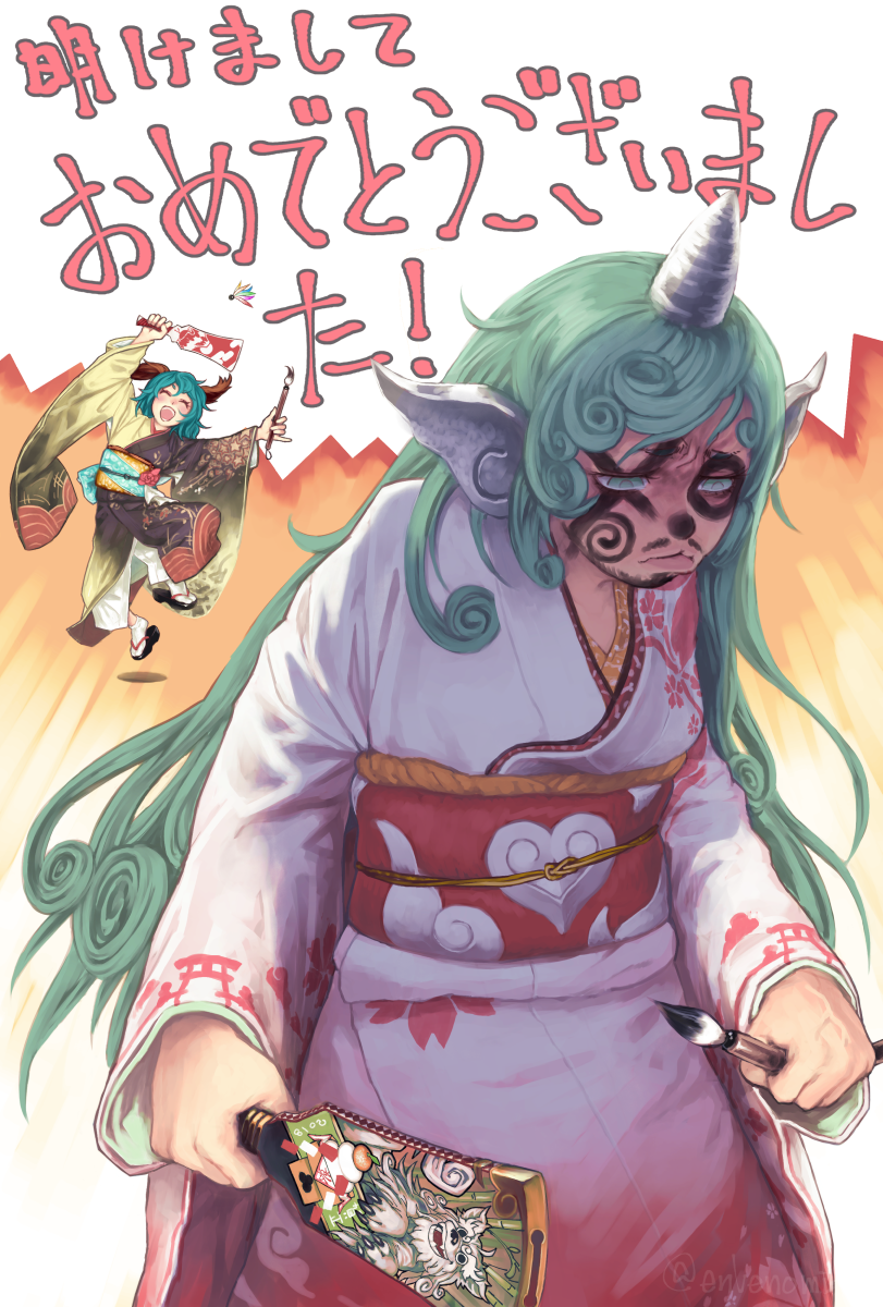 kasodani kyouko and komano aunn (touhou) drawn by envenomist_(gengoroumaru)