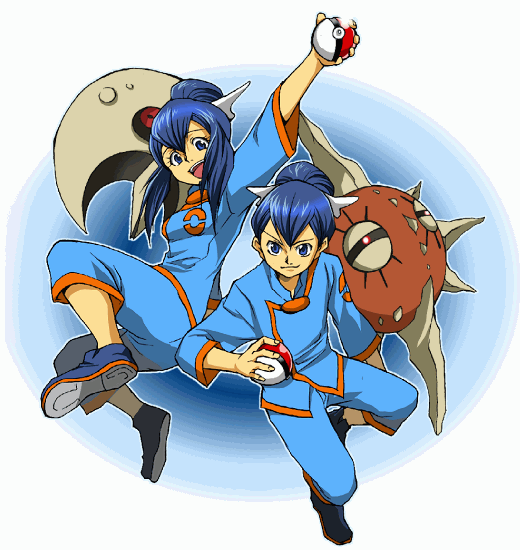 lunatone, solrock, liza, and tate (pokemon and 1 more) drawn by hirococo