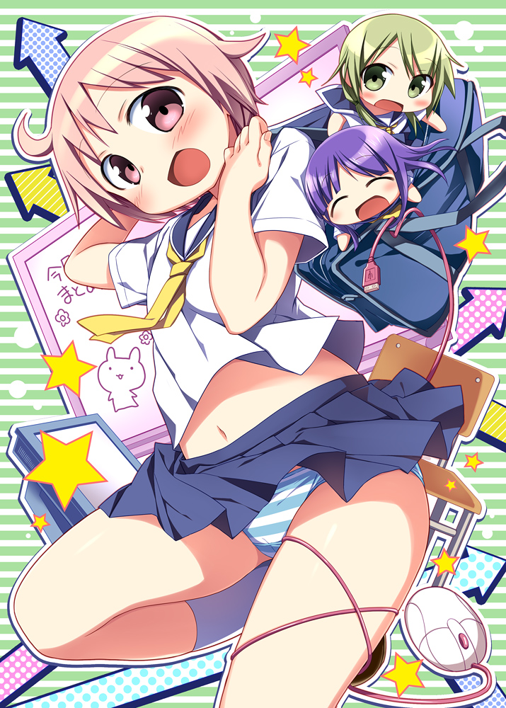 ichii yui, hinata yukari, and nonohara yuzuko (yuyushiki) drawn by nagayama_yuunon