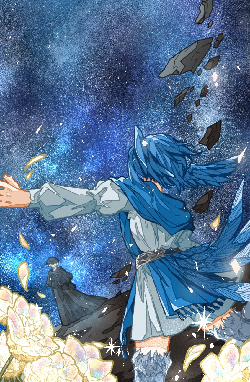 meteion and hermes (final fantasy and 1 more) drawn by ff14_hc