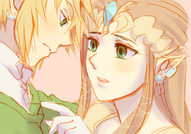 link and princess zelda (the legend of zelda and 1 more) drawn by saiba_(henrietta)