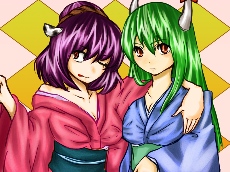 kamishirasawa keine, yasaka kanako, and ex-keine (touhou) drawn by mujirushi_ritsuko
