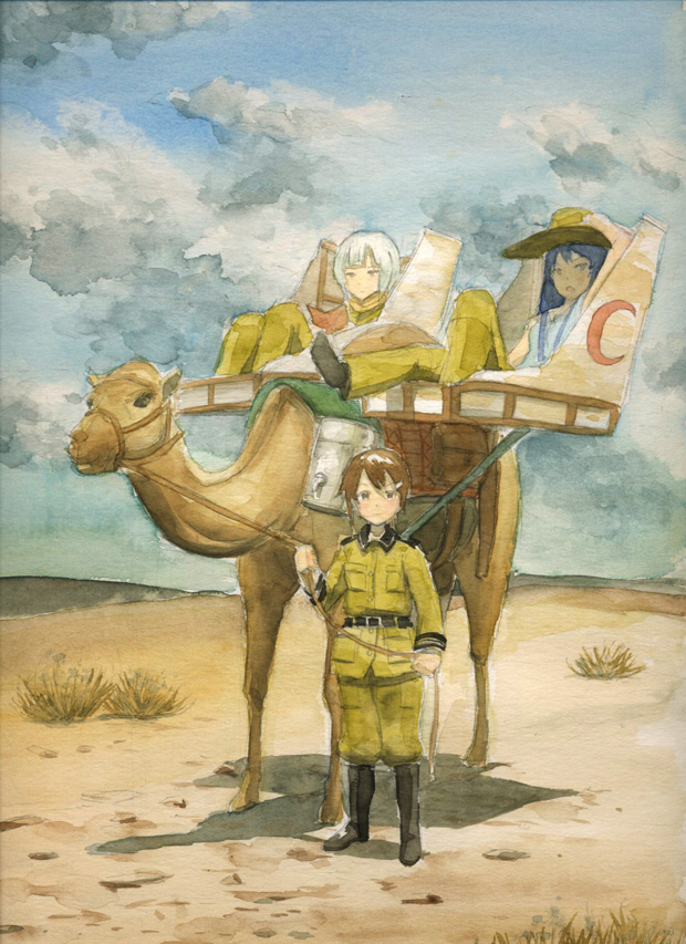 sorami kanata, kannagi noel, and kazumiya rio (sora no woto) drawn by kanokoga