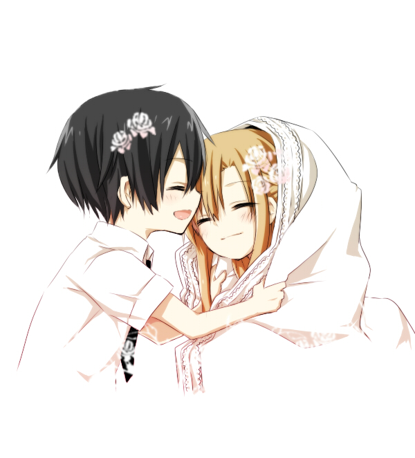 asuna and kirito (sword art online) drawn by hana_(hanarashi)