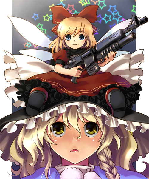 kirisame marisa and shanghai doll (touhou and 1 more) drawn by katahira_masashi