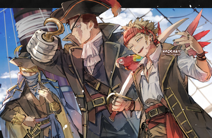 endeavor, hawks, and best jeanist (boku no hero academia) drawn by kadeart