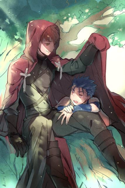 emiya shirou and cu chulainn (fate and 1 more) drawn by shiroge