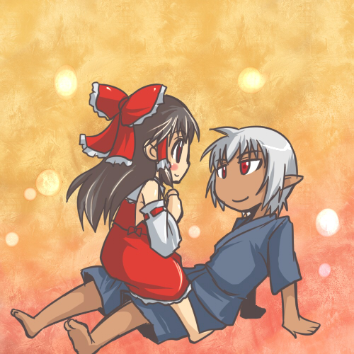 hakurei reimu and buront (touhou and 3 more) drawn by koraku_gekki