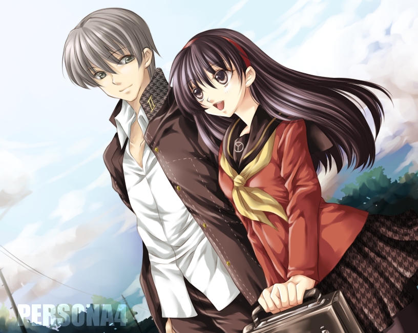 narukami yu and amagi yukiko (persona and 1 more) drawn by su_(pixiv44447)