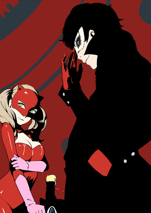amamiya ren, takamaki anne, morgana, joker, panther, and 2 more (persona and 1 more) drawn by club3