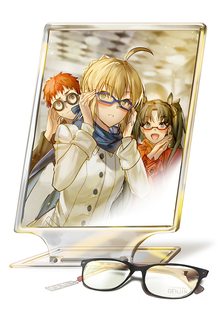 artoria pendragon, saber, tohsaka rin, and emiya shirou (fate and 1 more) drawn by genjin