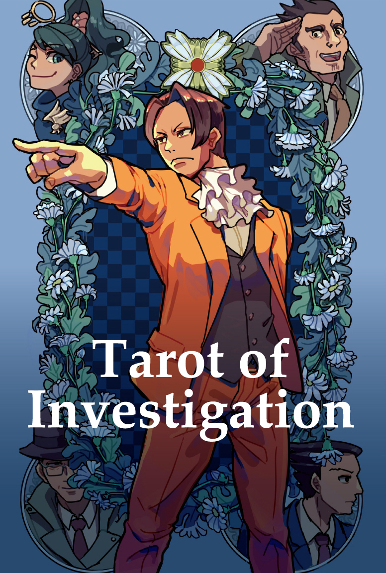 phoenix wright, miles edgeworth, dick gumshoe, kay faraday, and gregory edgeworth (ace attorney and 1 more) drawn by saginoko