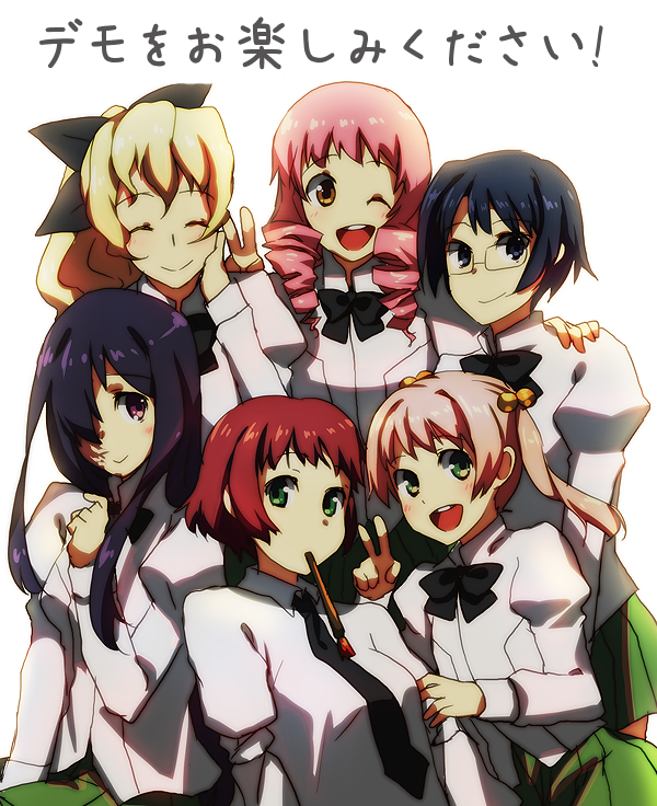 ikezawa hanako, satou lilly, tezuka rin, ibarazaki emi, hakamichi shizune, and 1 more (katawa shoujo) drawn by emi_(emi43) and weee_(raemz)