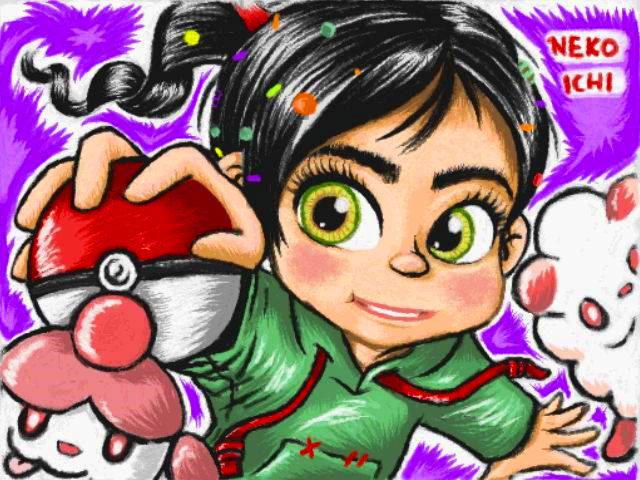 swirlix, slurpuff, and vanellope von schweetz (pokemon) drawn by taoru-kun