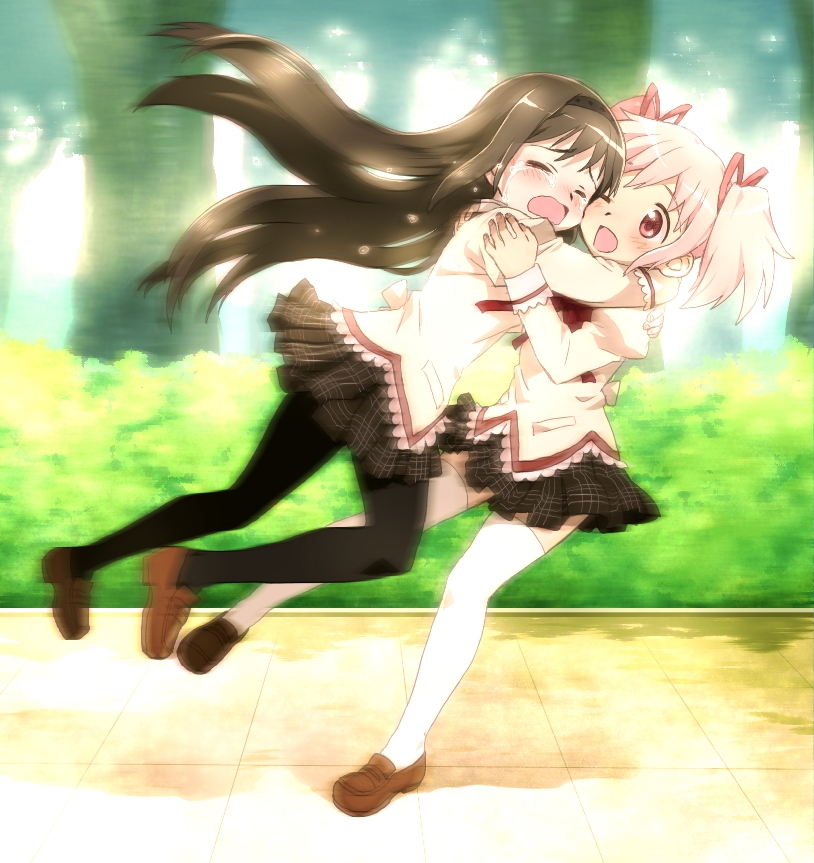 akemi homura and kaname madoka (mahou shoujo madoka magica) drawn by gongen104103