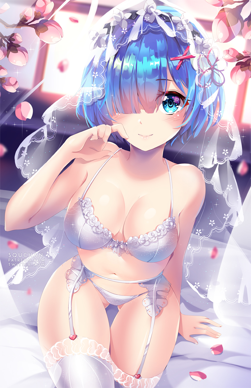 rem (re:zero kara hajimeru isekai seikatsu) drawn by squchan