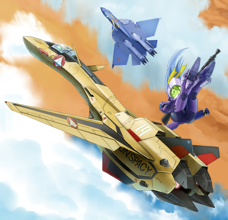 yf-19, isamu dyson, yf-21, and inui's meltran (macross and 1 more) drawn by inui_(jt1116)