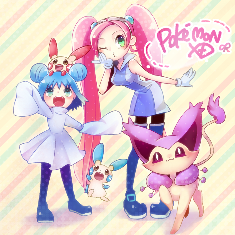 minun, plusle, delcatty, jovi, and lovrina (pokemon and 1 more) drawn by mizoreame