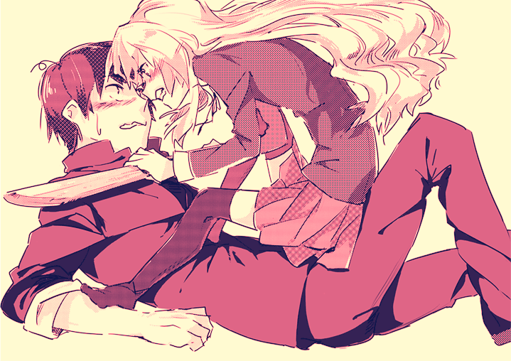 aisaka taiga and takasu ryuuji (toradora!) drawn by chiko_(beroro)