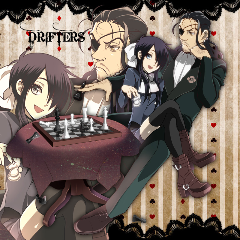 ciel phantomhive, sebastian michaelis, nasu no yoichi, and oda nobunaga (kuroshitsuji and 1 more) drawn by fujiwara_riyu