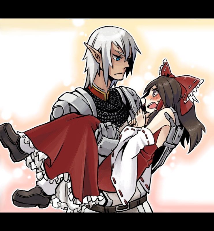 hakurei reimu and buront (touhou and 3 more) drawn by swan_(doesu)