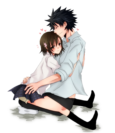 misaka mikoto and kamijou touma (toaru majutsu no index and 1 more) drawn by toujirou