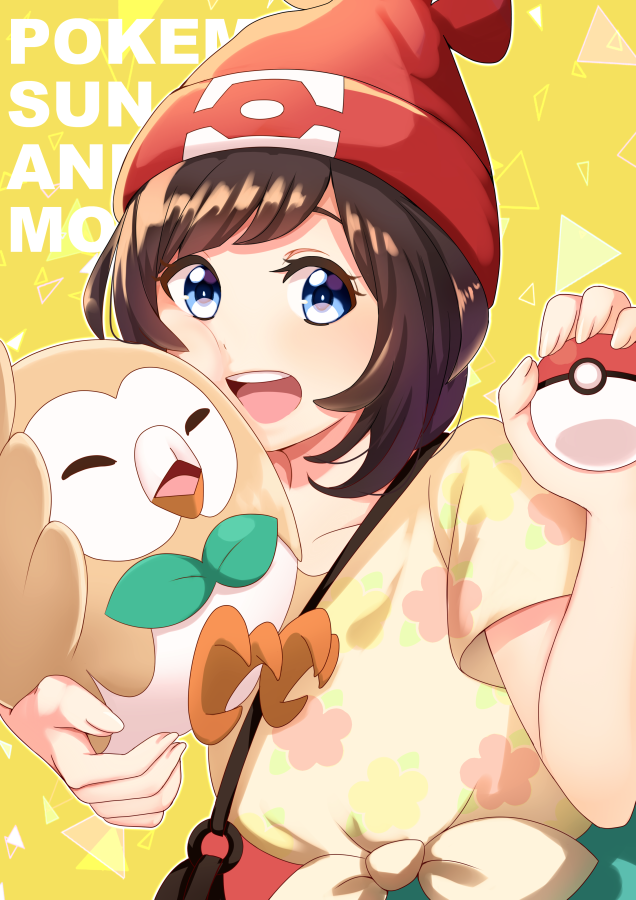 selene and rowlet (pokemon and 1 more) drawn by kurono_kito