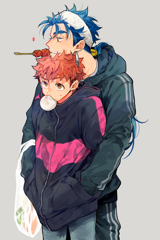 emiya shirou and cu chulainn (fate and 1 more) drawn by tatsuta_age