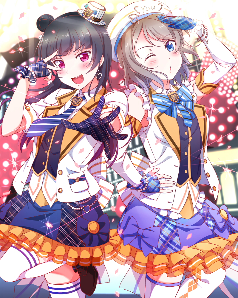 watanabe you and tsushima yoshiko (love live! and 1 more) drawn by tipii