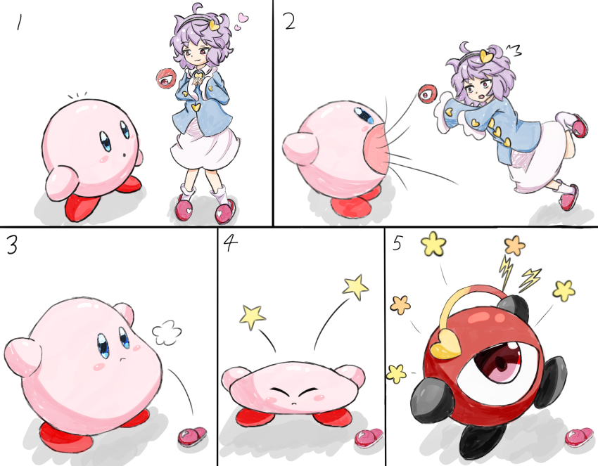 komeiji satori and kirby (touhou and 1 more) drawn by kakineko