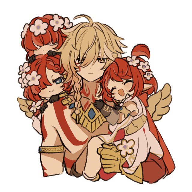 mydei, tribbie, trianne, and trinnon (honkai and 1 more) drawn by iwashi_(iwashi008)