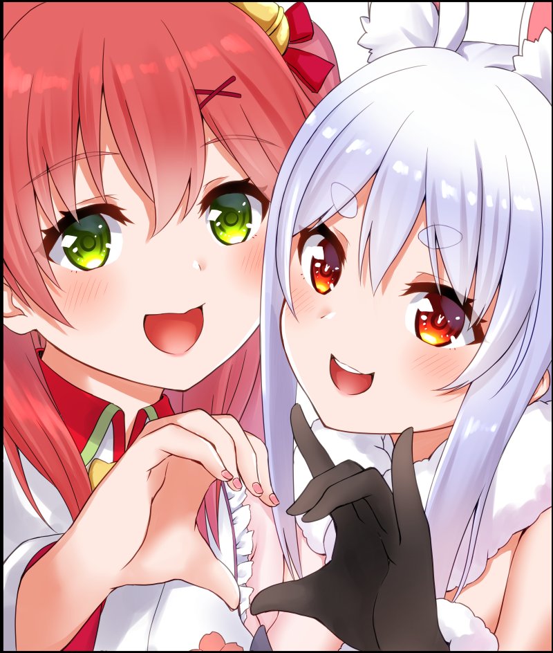 usada pekora and sakura miko (hololive) drawn by ako_suke